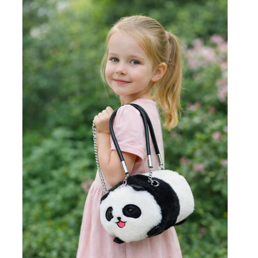 Pluszowa Torba Panda Uchwyty Metalowy Łańcuszek Czarno Biała 20cm