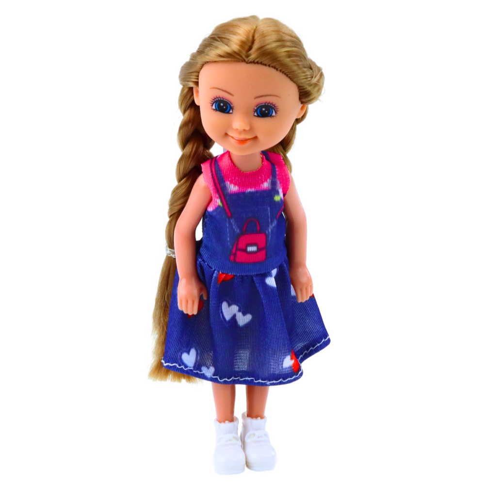 Mini Laleczka Z Długimi Włosami W Sukience 15cm Mix