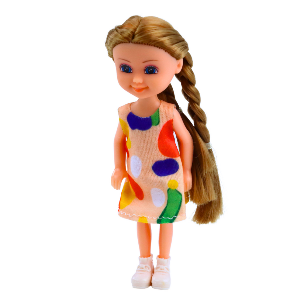 Mini Laleczka Z Długimi Włosami W Sukience 15cm Mix