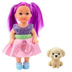 Zestaw Mini Laleczka W Sukience Piesek Lalka Pupil Mix 12cm