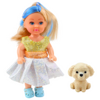 Zestaw Mini Laleczka W Sukience Piesek Lalka Pupil Mix 12cm