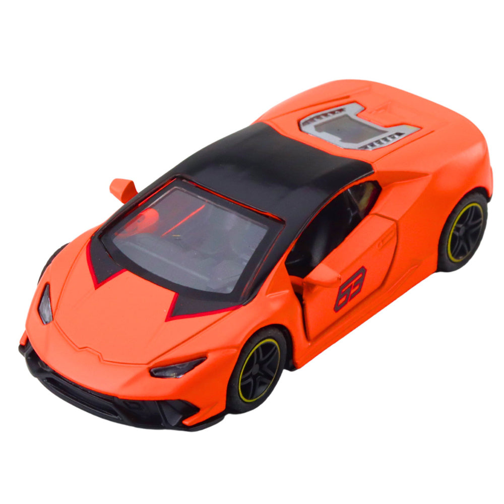 Samochód Sportowy Napęd Pull Back Metalowy Pomarańczowy 1:43