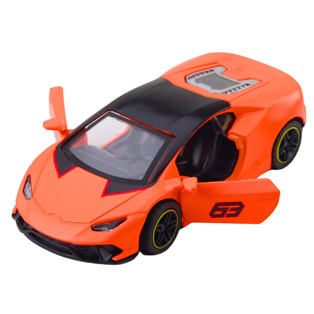 Samochód Sportowy Napęd Pull Back Metalowy Pomarańczowy 1:43