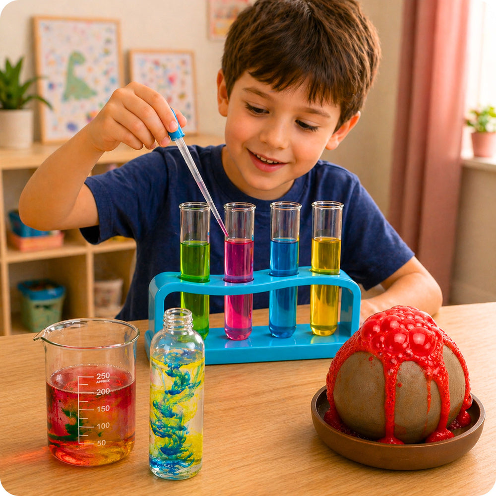 Zestaw Edukacyjny Doświadczalny Mały Chemik 14w1 Eksperymenty Wulkan
