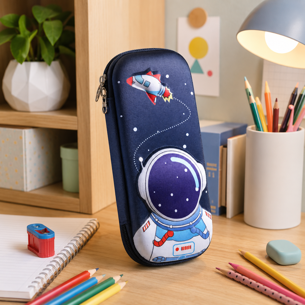 Piórnik szkolny 3D Kosmonauta, duży, pojemny