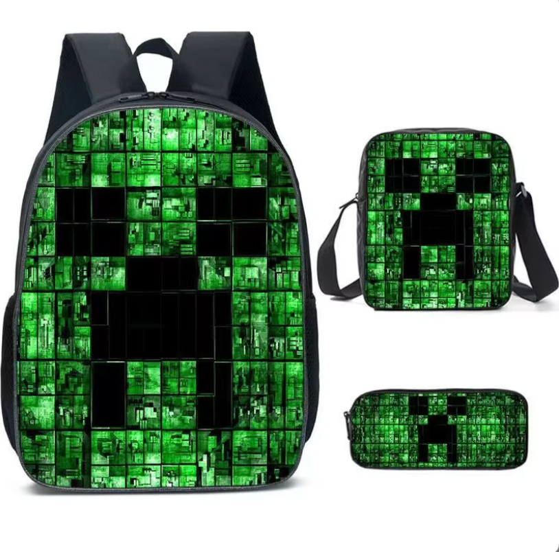 Plecak szkolny 3w1 z Piórnikiem i Saszetką, motyw Pixel Game