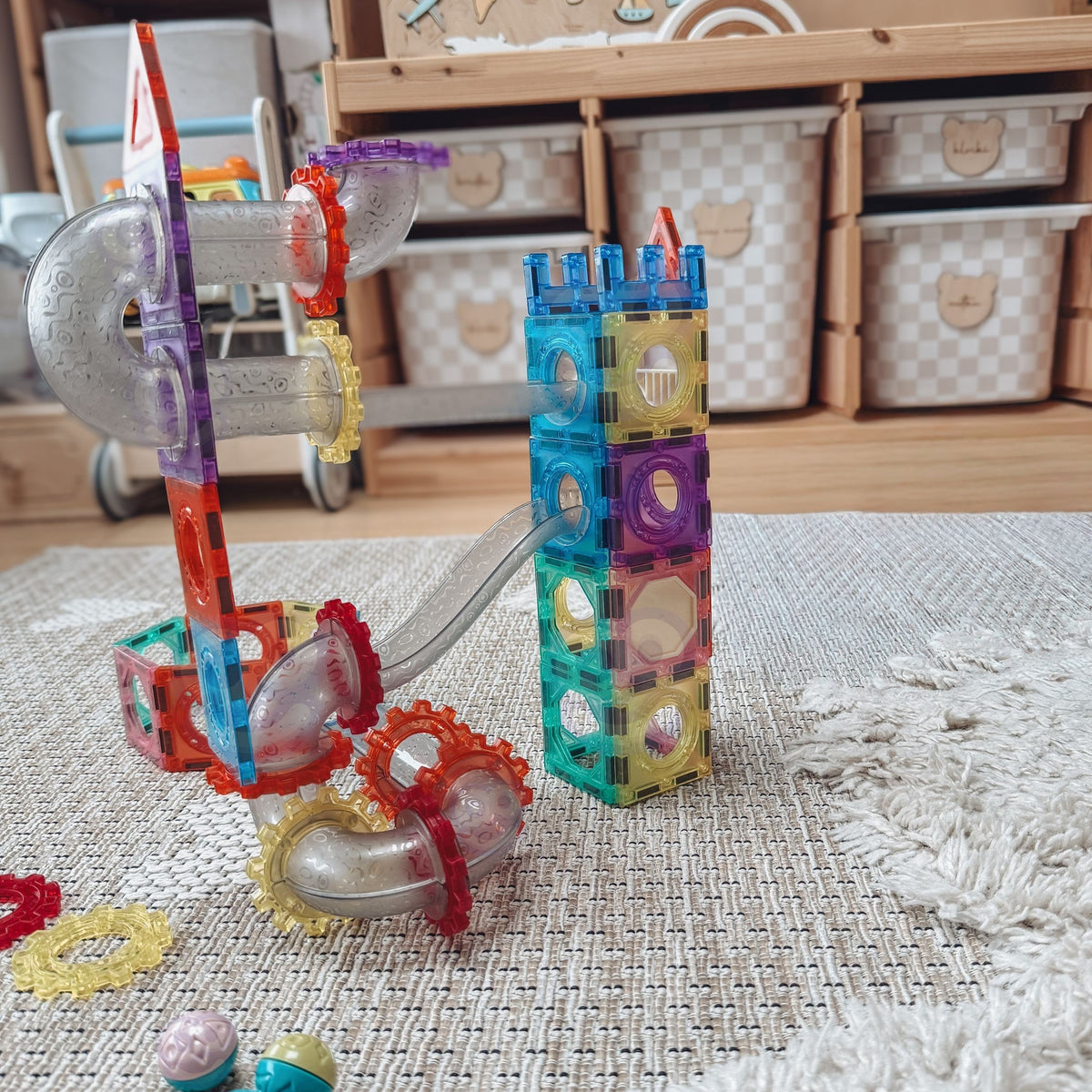 Klocki Magnetyczne Tor Kulkowy Kulodrom 3D - 126 elementów
