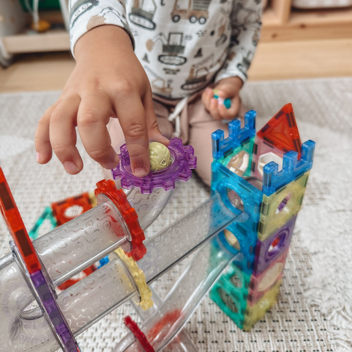 Klocki Magnetyczne Tor Kulkowy Kulodrom 3D - 126 elementów