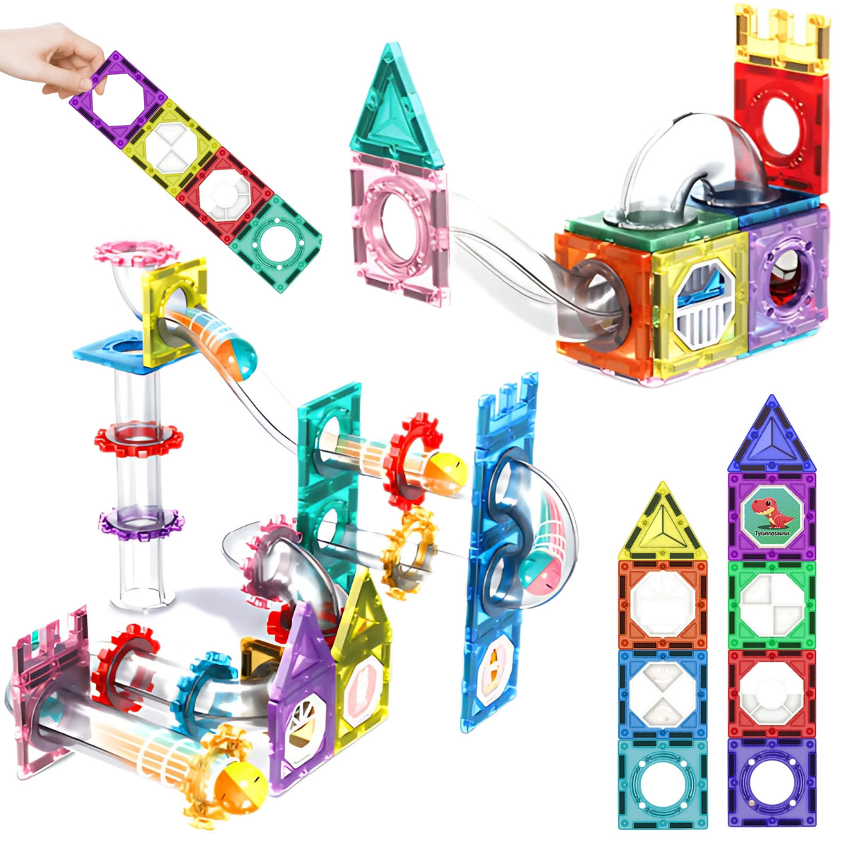 Klocki Magnetyczne Tor Kulkowy Kulodrom 3D - 126 elementów