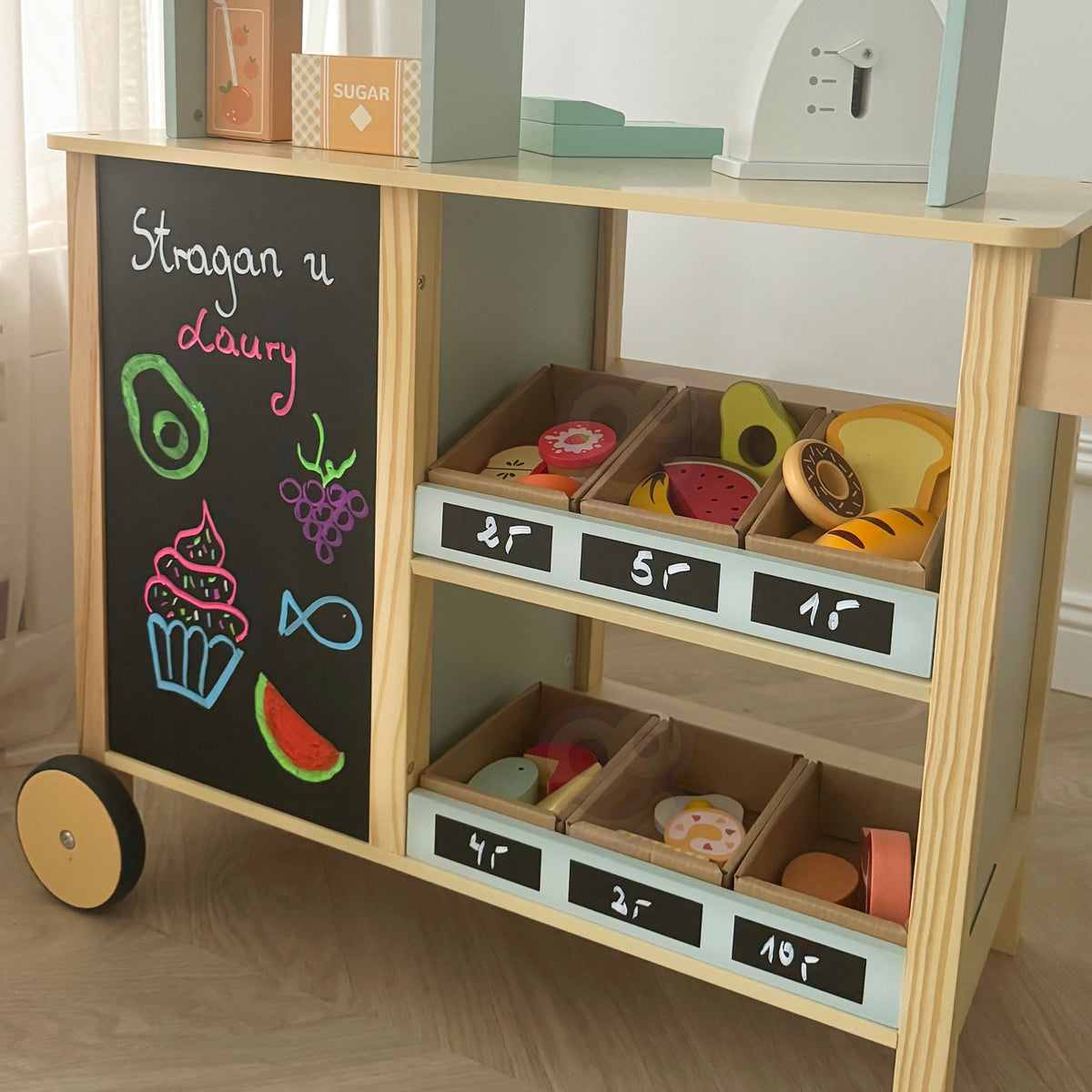 Duży Wielofunkcyjny Sklepik 5w1 Stragan Supermarket Restauracja Kawiarnia Kuchnia 73 el – zdjęcie 12