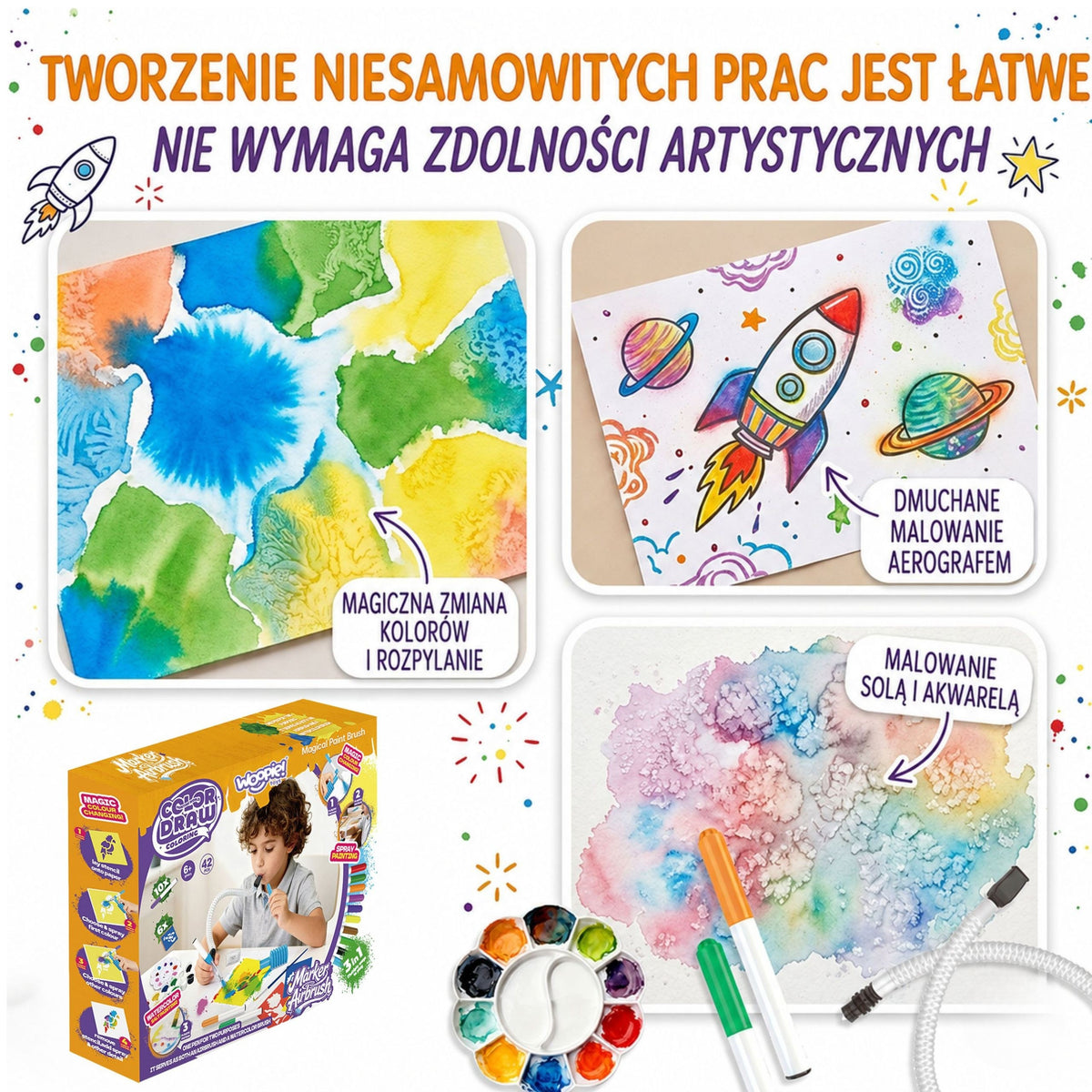 Kreatywny zestaw do malowania i tworzenia 3w1, 42 el. - zdjęcie 2